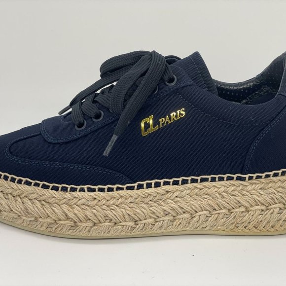 Christian Louboutin Navy and Tan Espadrille Flats - Picture 3 of 10